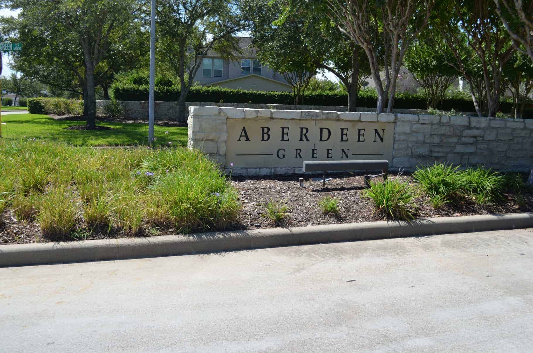 Aberdeen Green Houston TX Entrance Sign