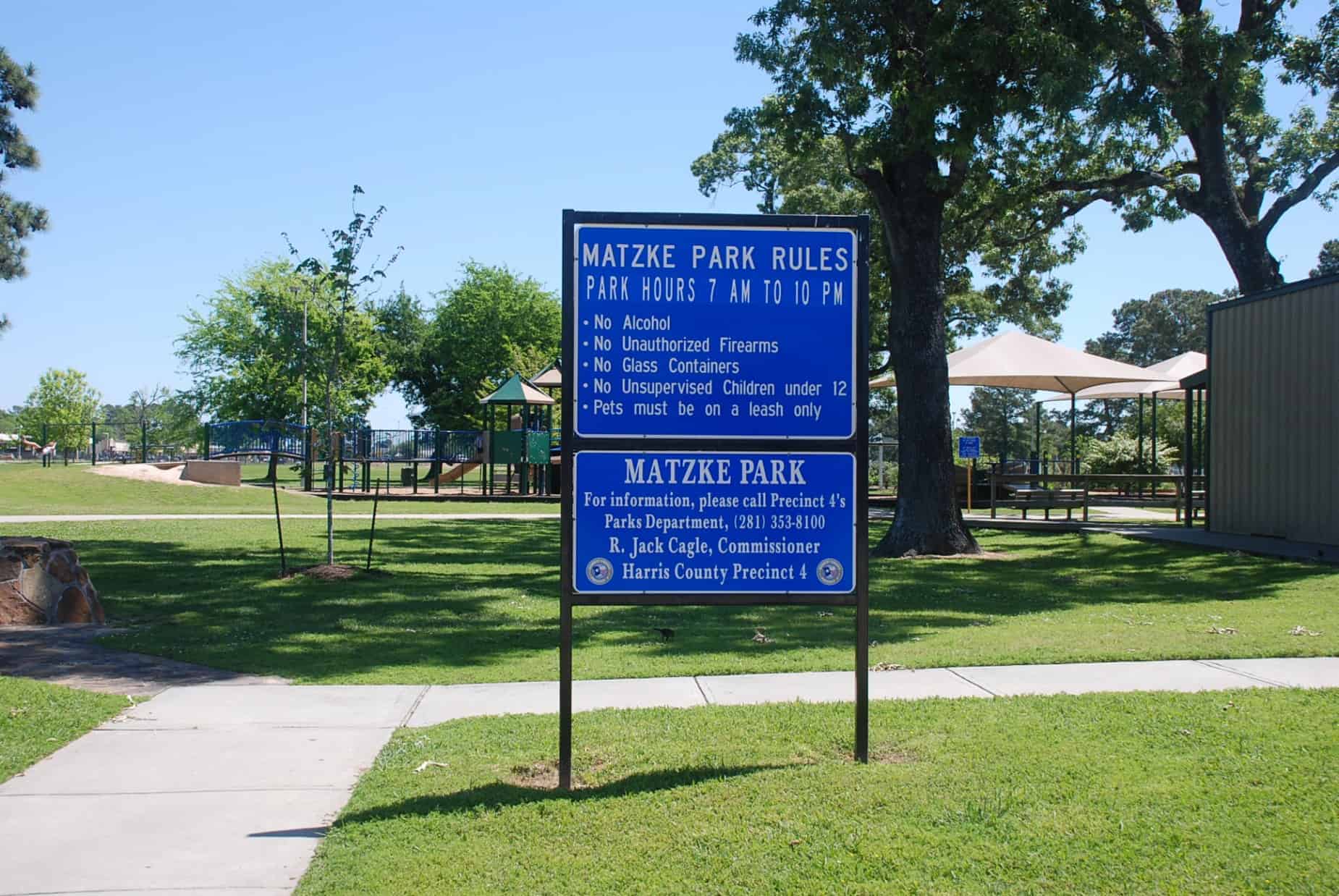 Matzke Park sign in Houston TX