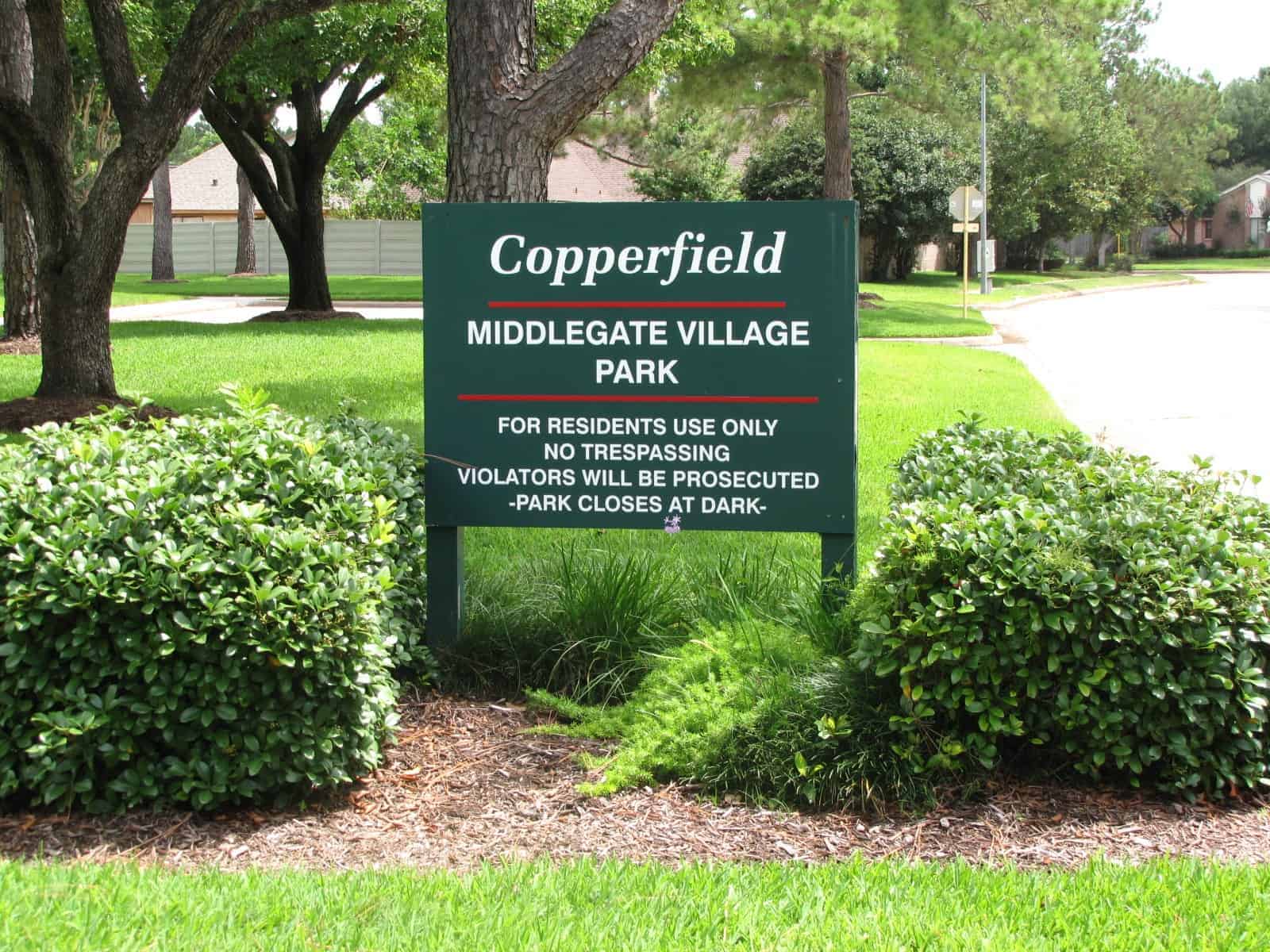 Copperfield Middlegate Village Houston TX Sign