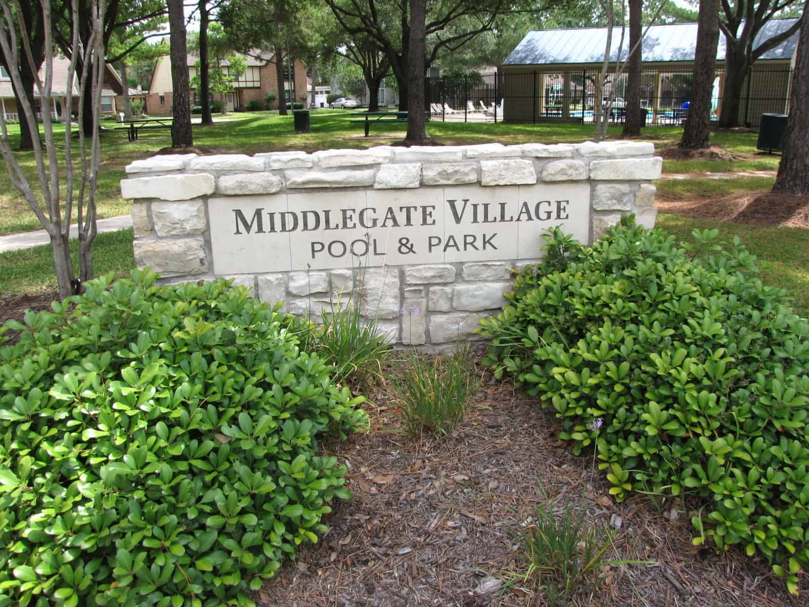Copperfield Middlegate Village entrance sign in Houston TX 77095