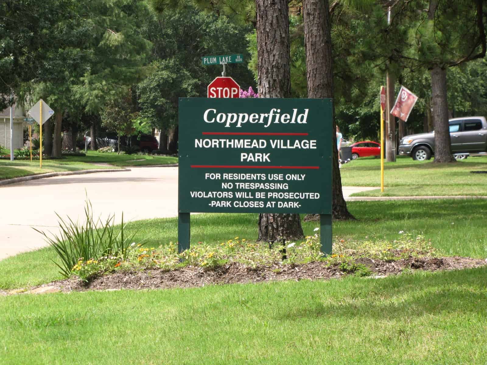 Copperfield Houston TX Northmead Village Park Sign