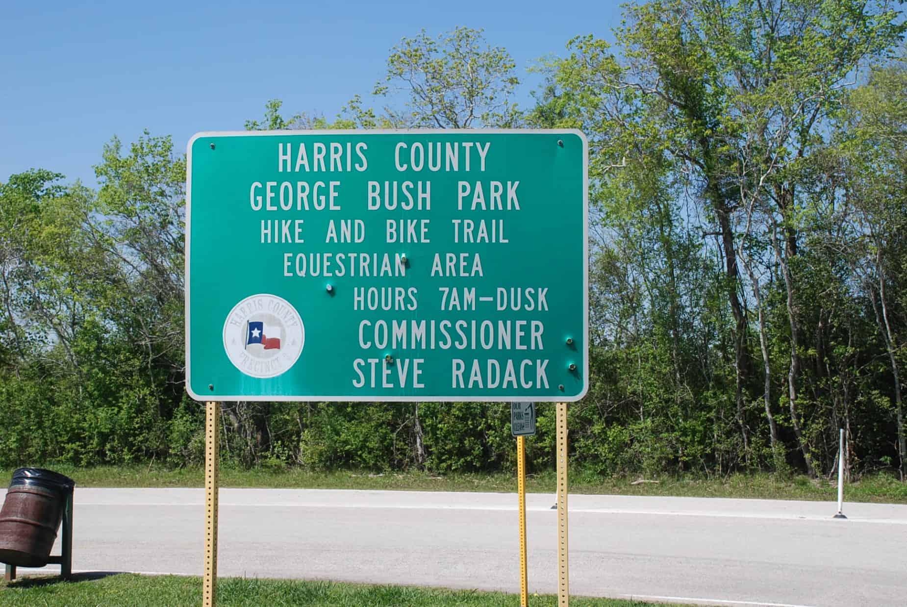 Sign for Hike & Bike Trail and Equestrian Area at George Bush Park Houston TX