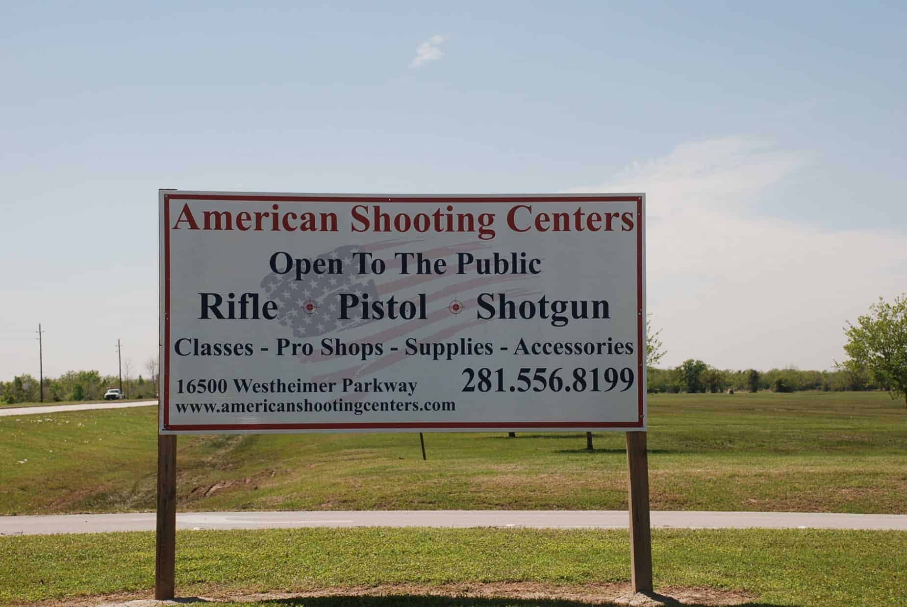 Sign for Privately owned shooting range within George Bush Park Houston TX