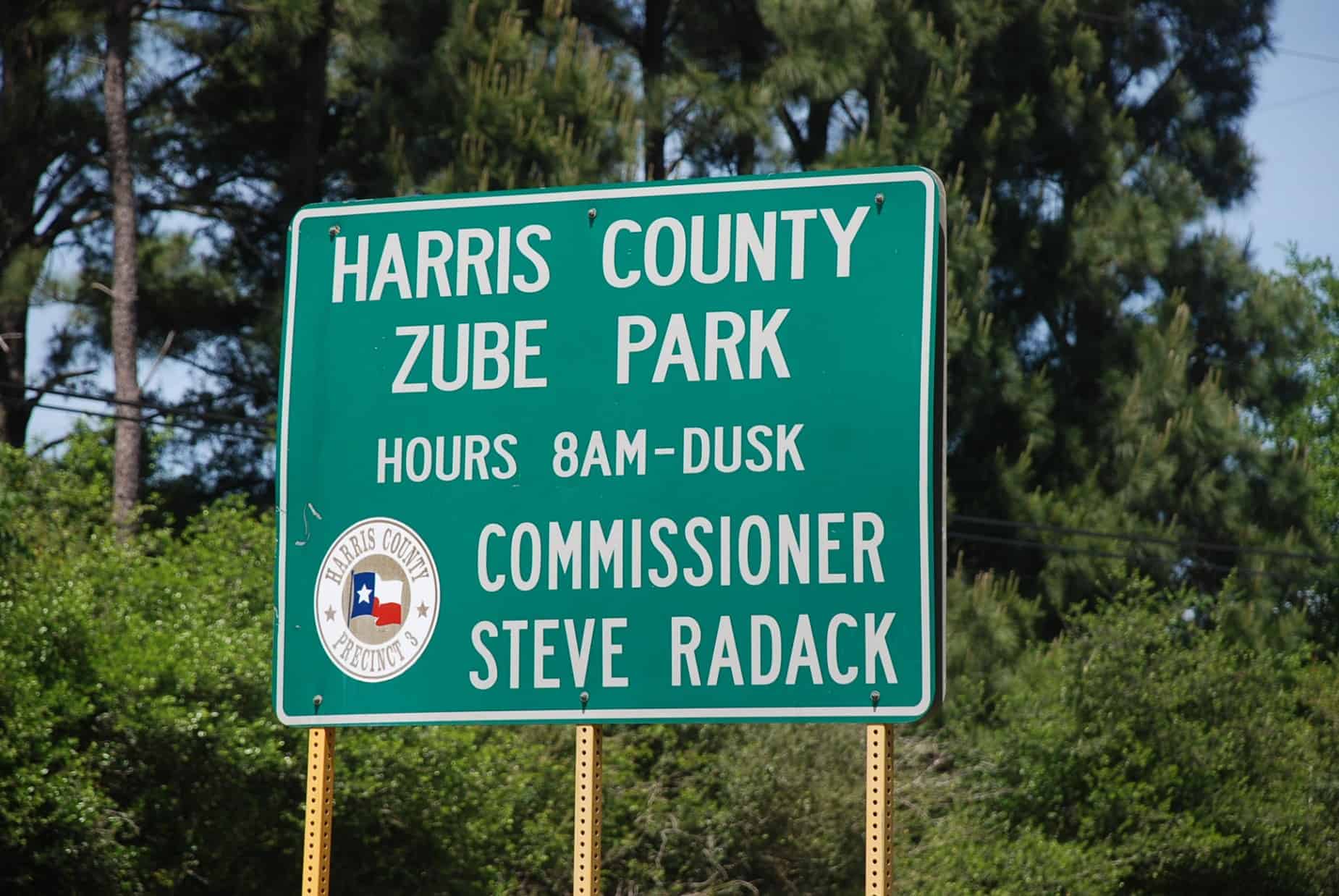 Zube Park Hockley TX Sign
