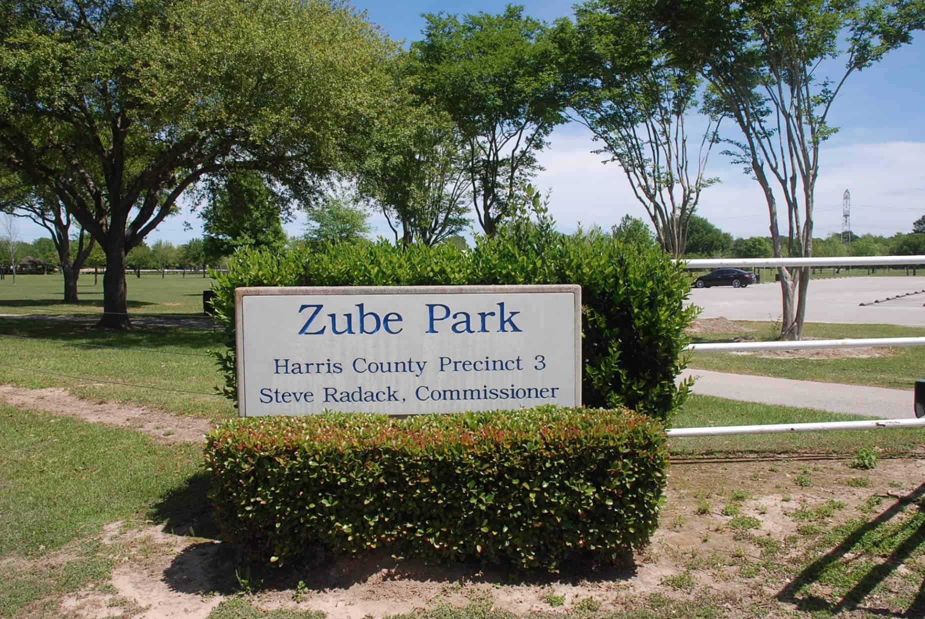 Zube Park Hockley TX Sign