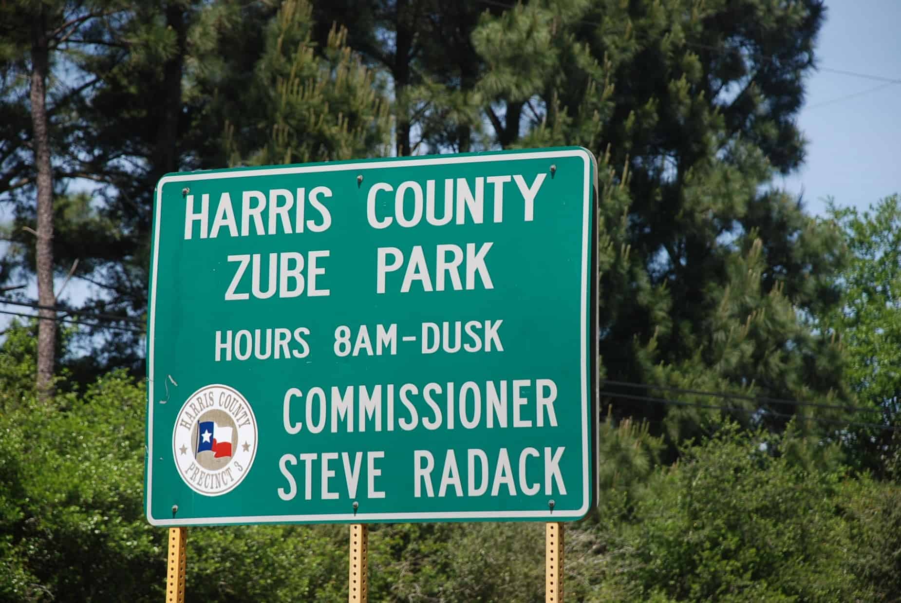 Zube Park entrance sign in Hockley, TX