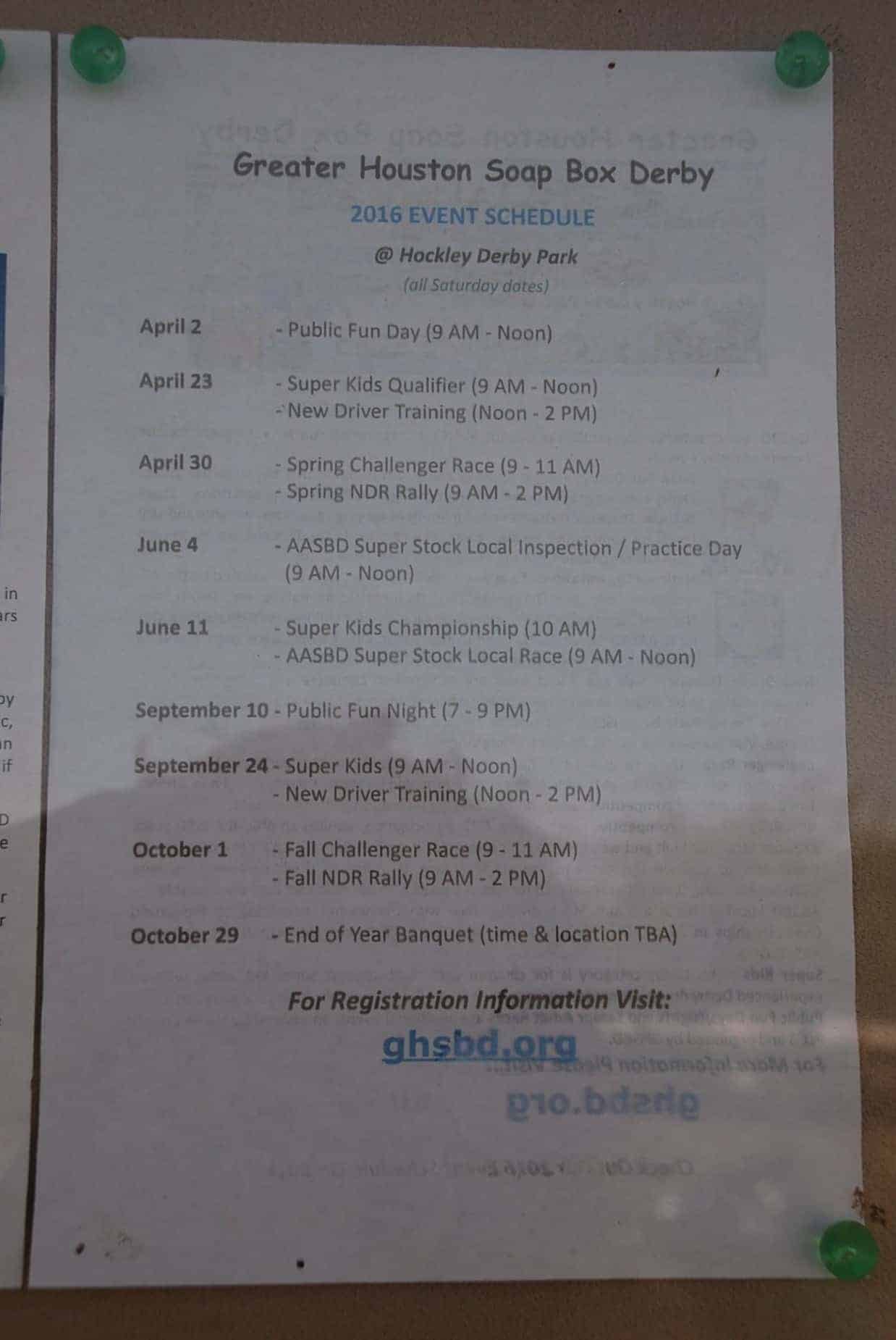 Soap Box Derby Info at Hockley Recreational Complex Hockley TX