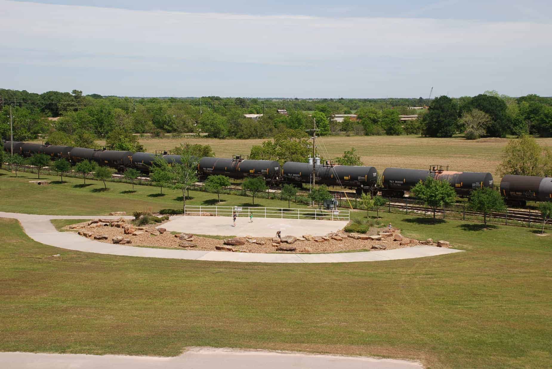 View of Train Track & amphitheater at Hockley Recreational Complex Hockley TX