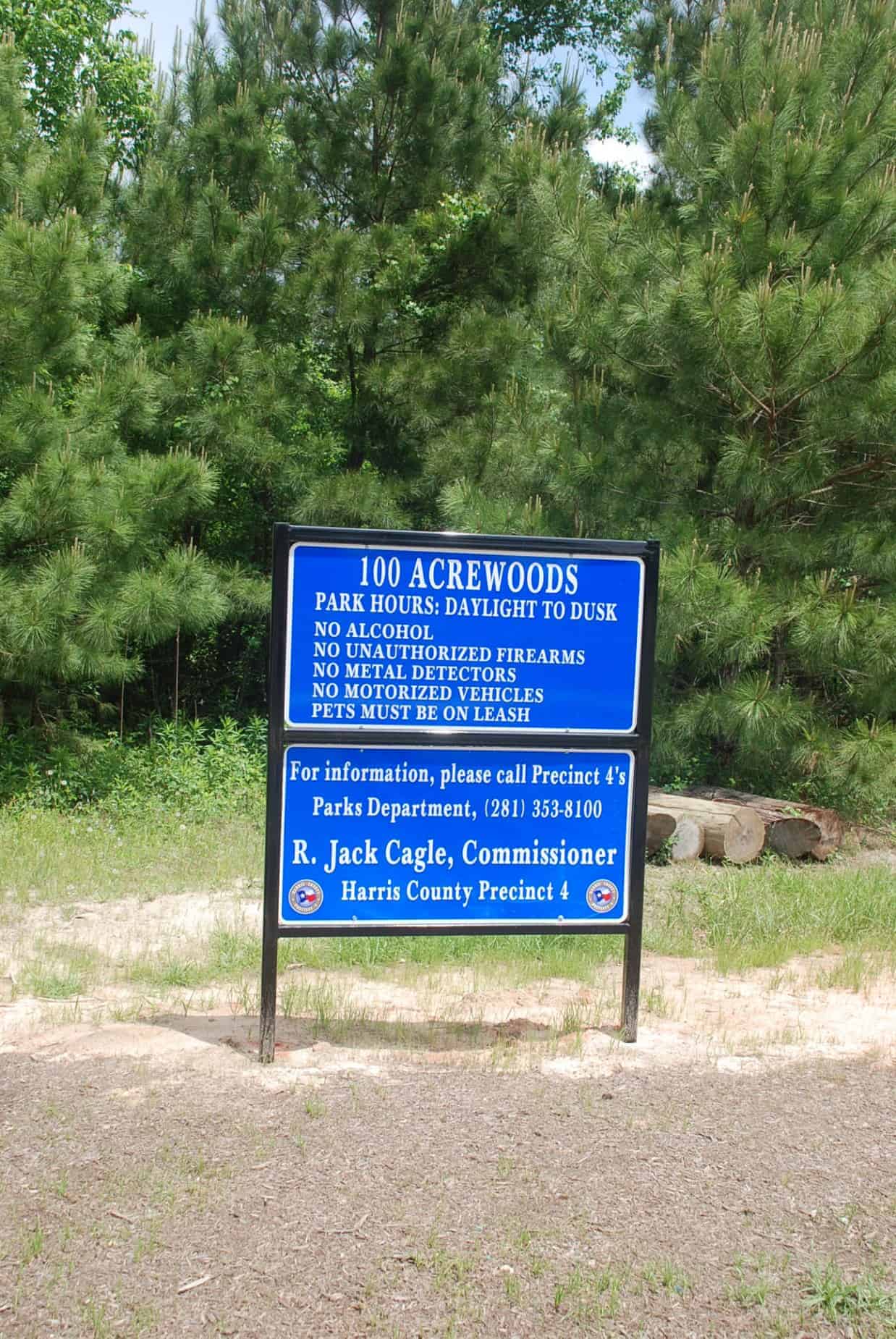 100 Acre Wood Preserve Houston TX Precinct 4 signage