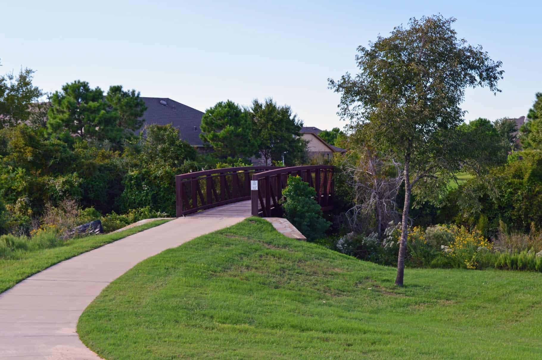 Footbridge on a walking trail in Bridgeland, Cypress TX