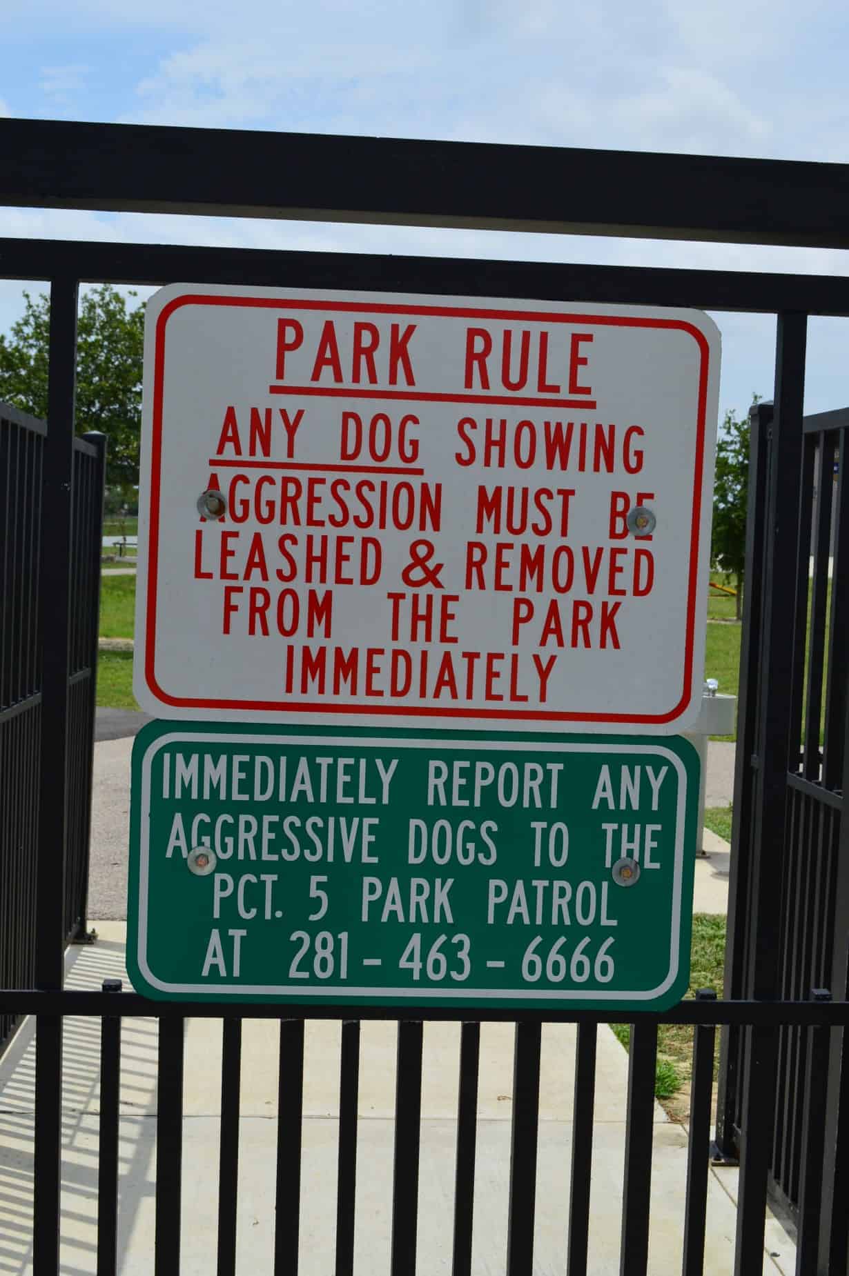 Goforth Park Houston TX dogpark signage