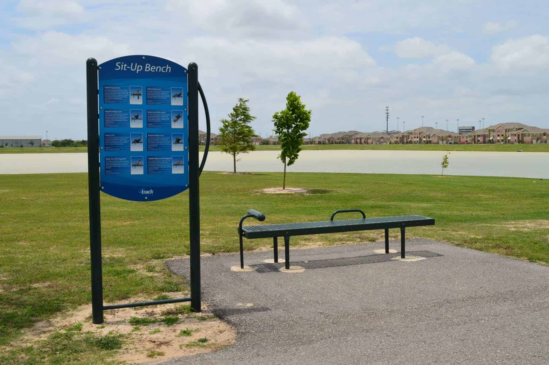 Goforth Park Houston TX exercise stations along trail adjacent to dogparks