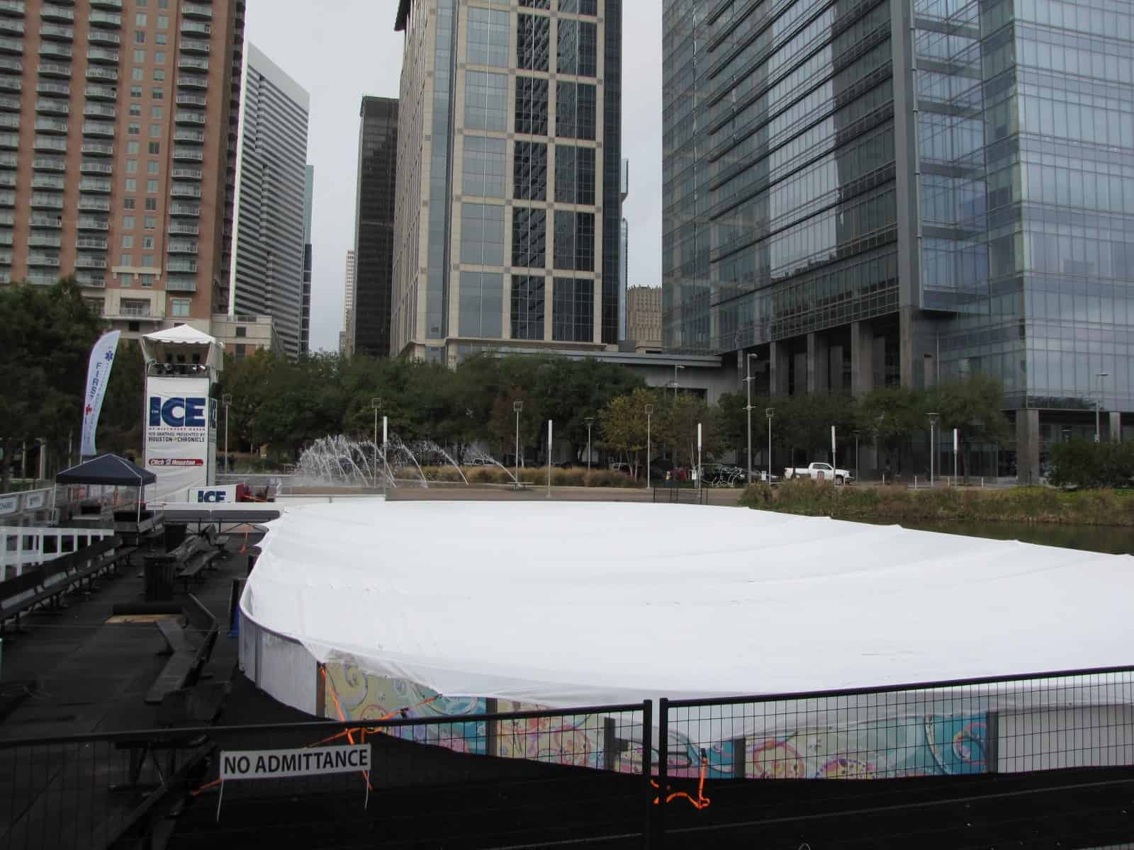Discovery Green Houston TX Ice Rink & Downtown