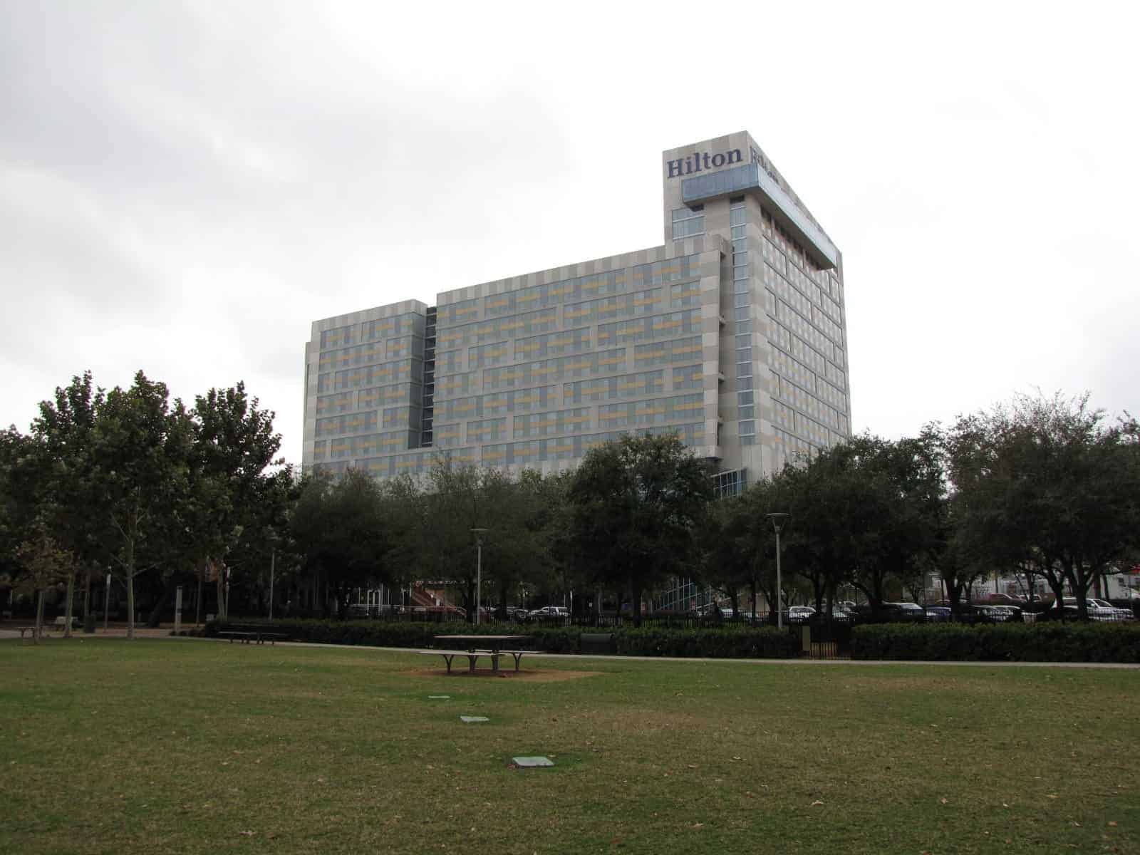 Discovery Green Houston TX Park & View of Hilton Americas