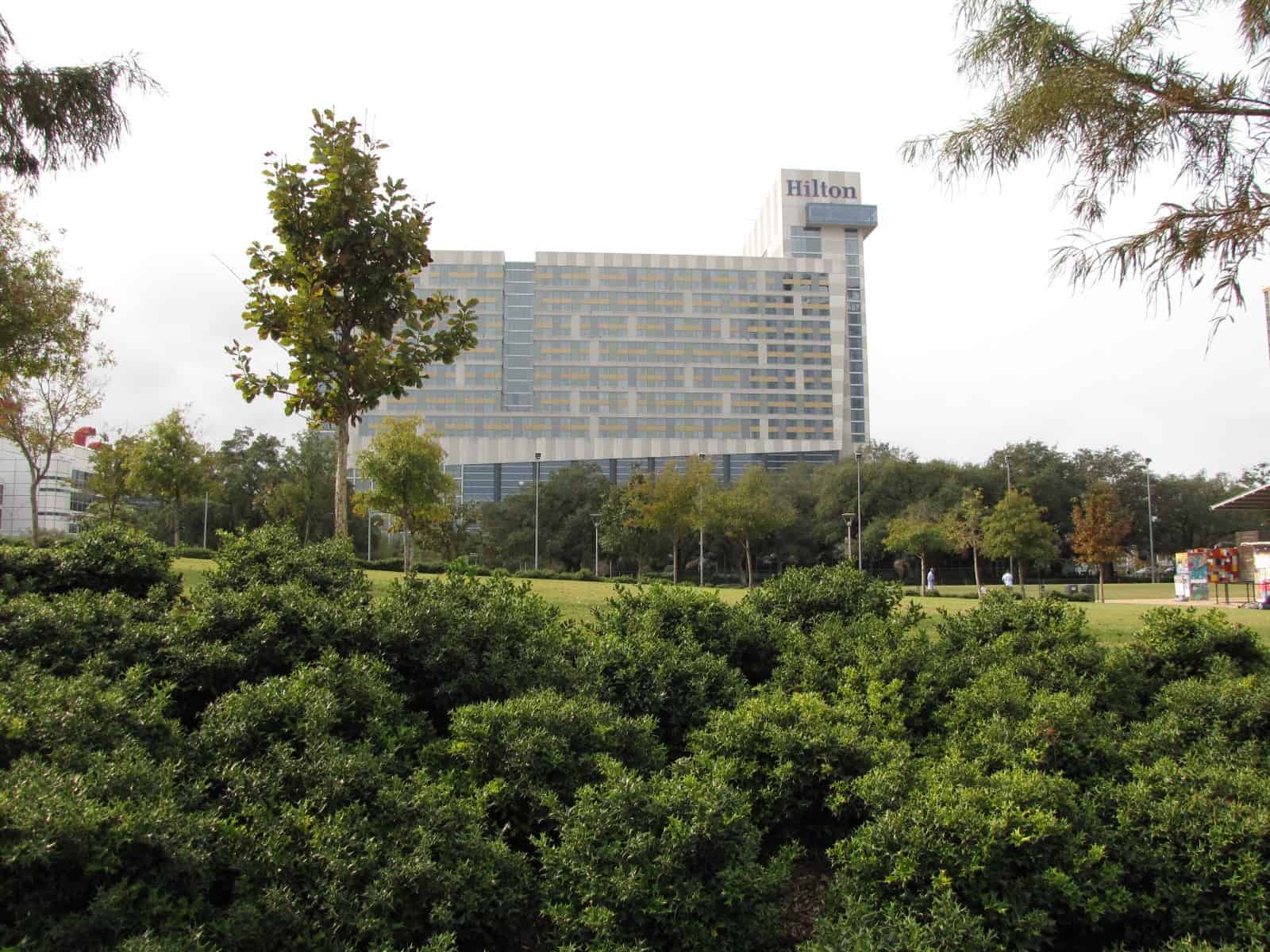 Discovery Green Houston TX View of Hilton Americas