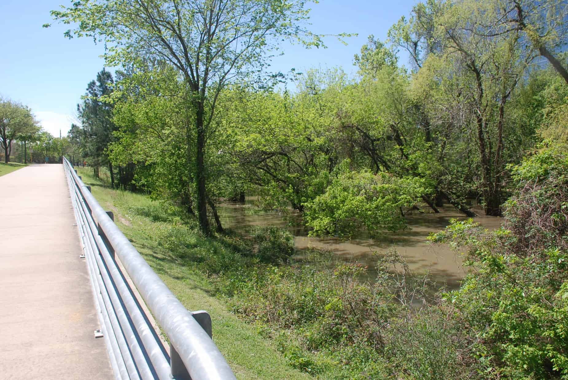 Hike & Bike Trail along Buffalo Bayou on South side of Memorial Dr at Terry Hershey Park Houston TX