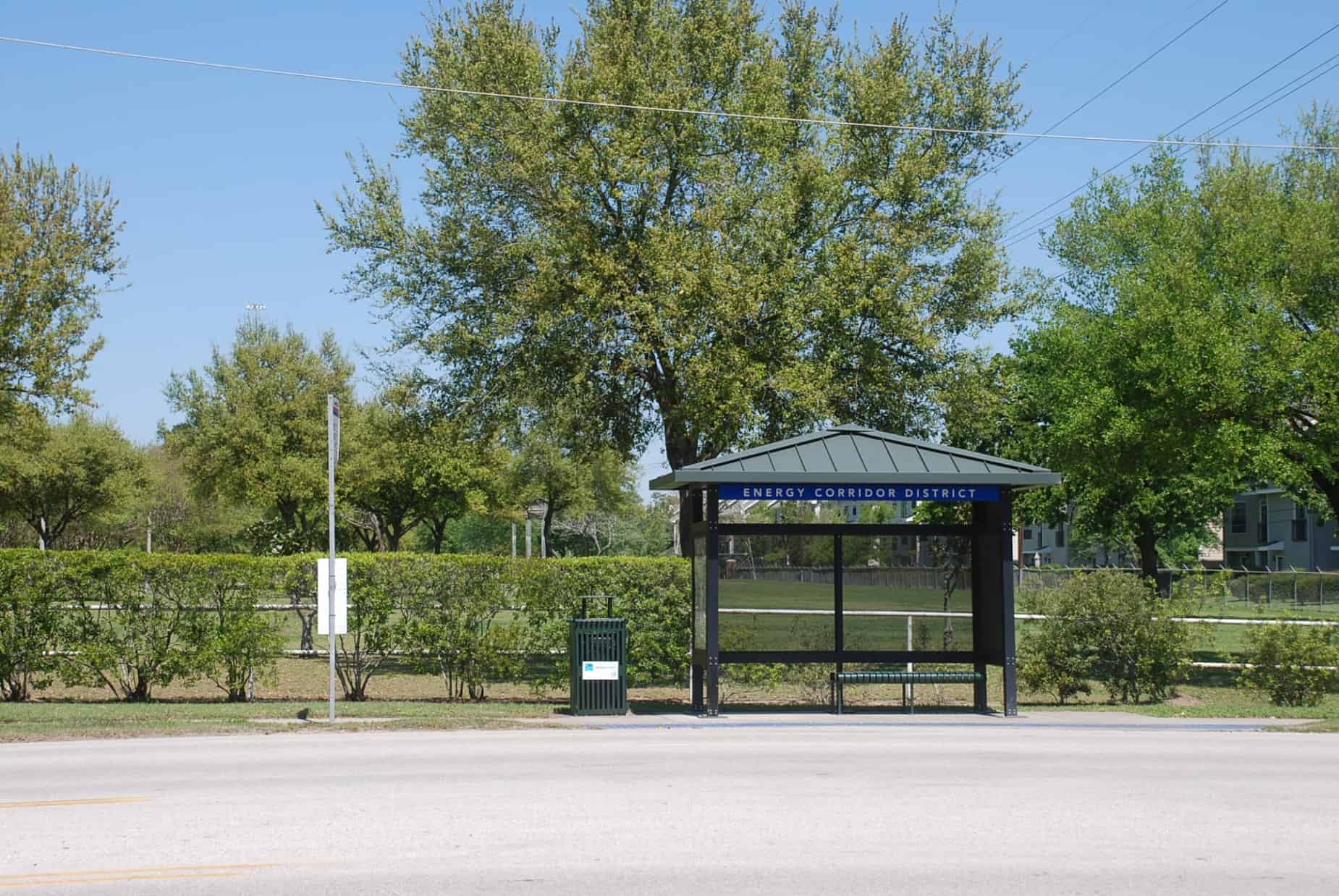 Metro Bus Stop along Memorial at Terry Hershey Park Houston TX