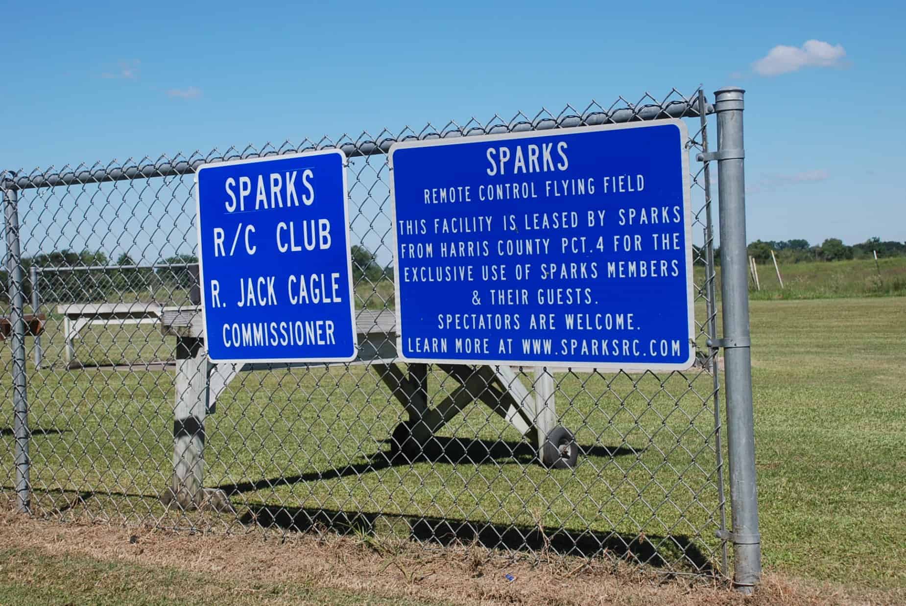 Sign for Remote Control Airplane & Helicopter Airfield at Dyess Park Cypress TX