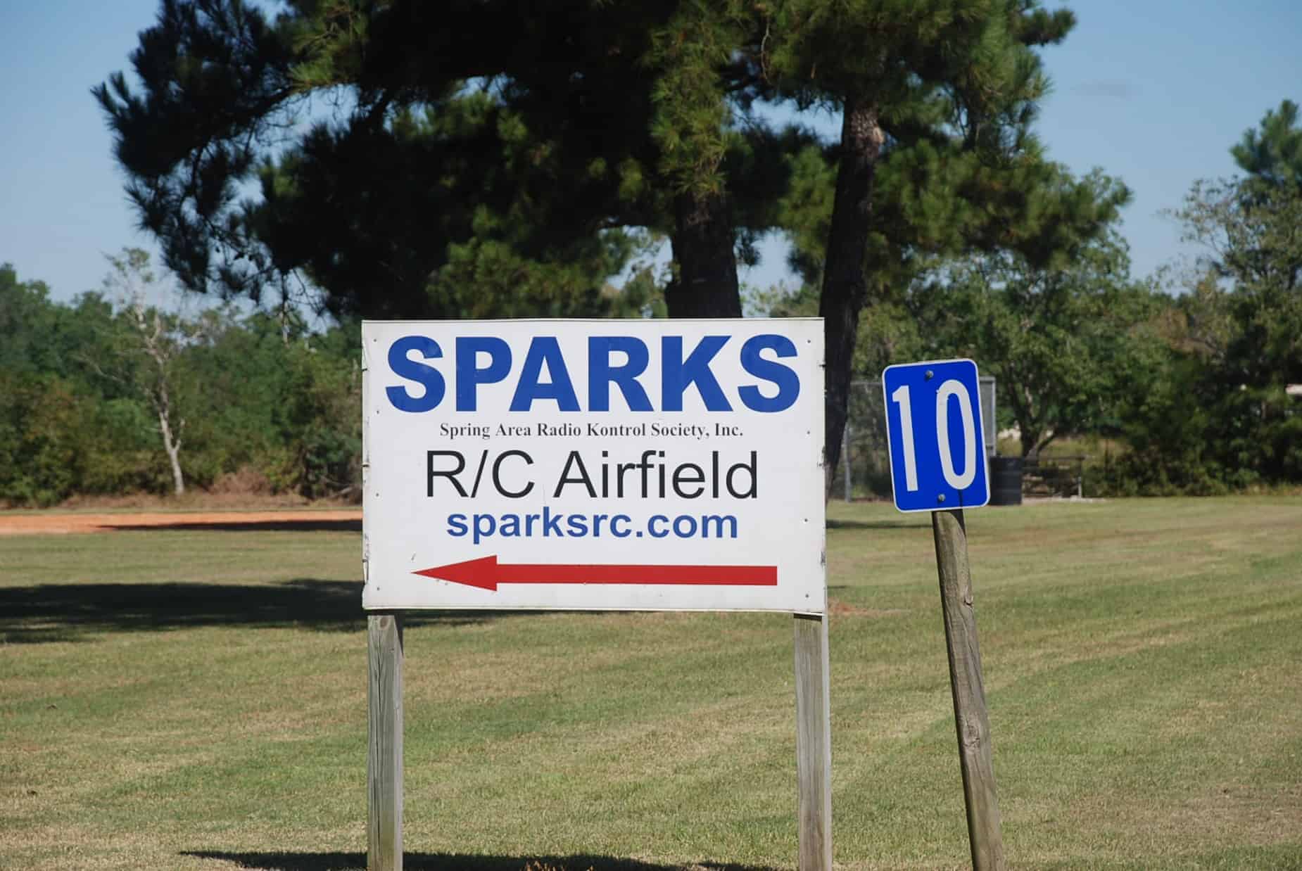 Sign for Remote Control Airplane & Helicopter Airfield at Dyess Park Cypress TX