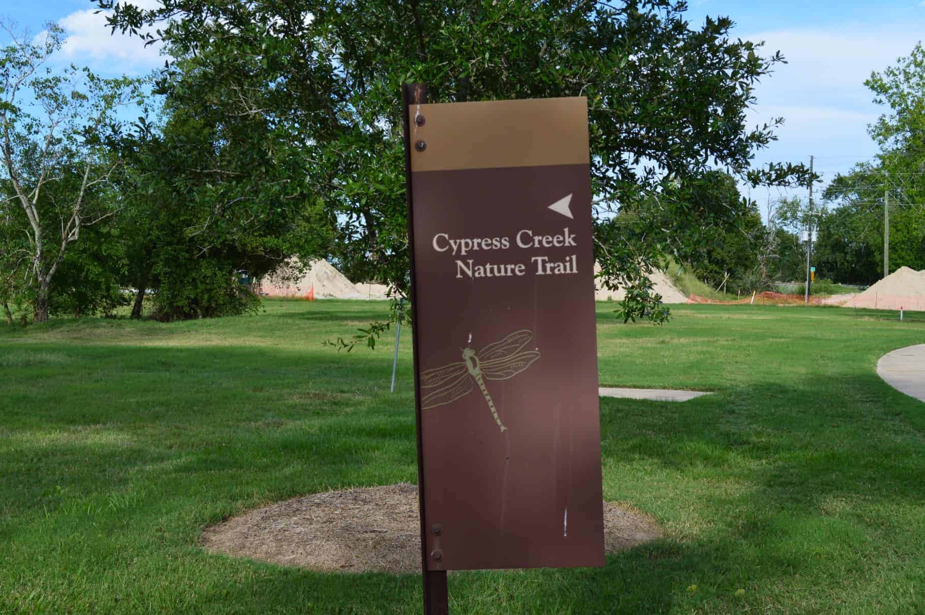 Cypress Creek Nature Trail Sign in Bridgeland Cypress TX