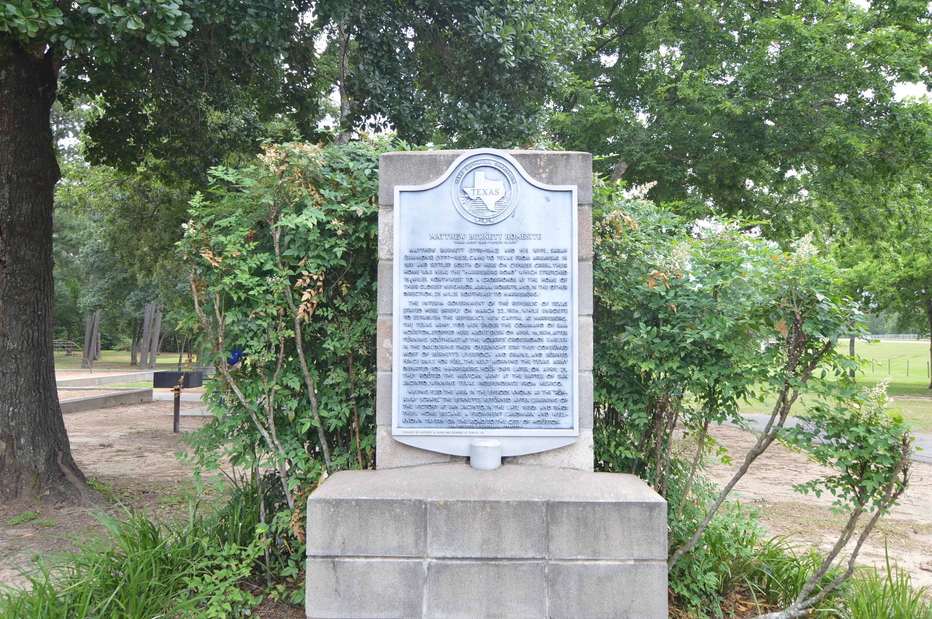 Telge Park Cypress TX Historical Marker