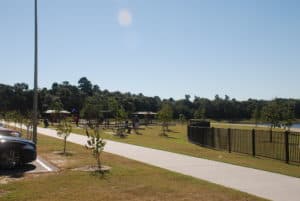 View of Picnic Areas at Playground adjacent to Parking Lot at Cypress Park