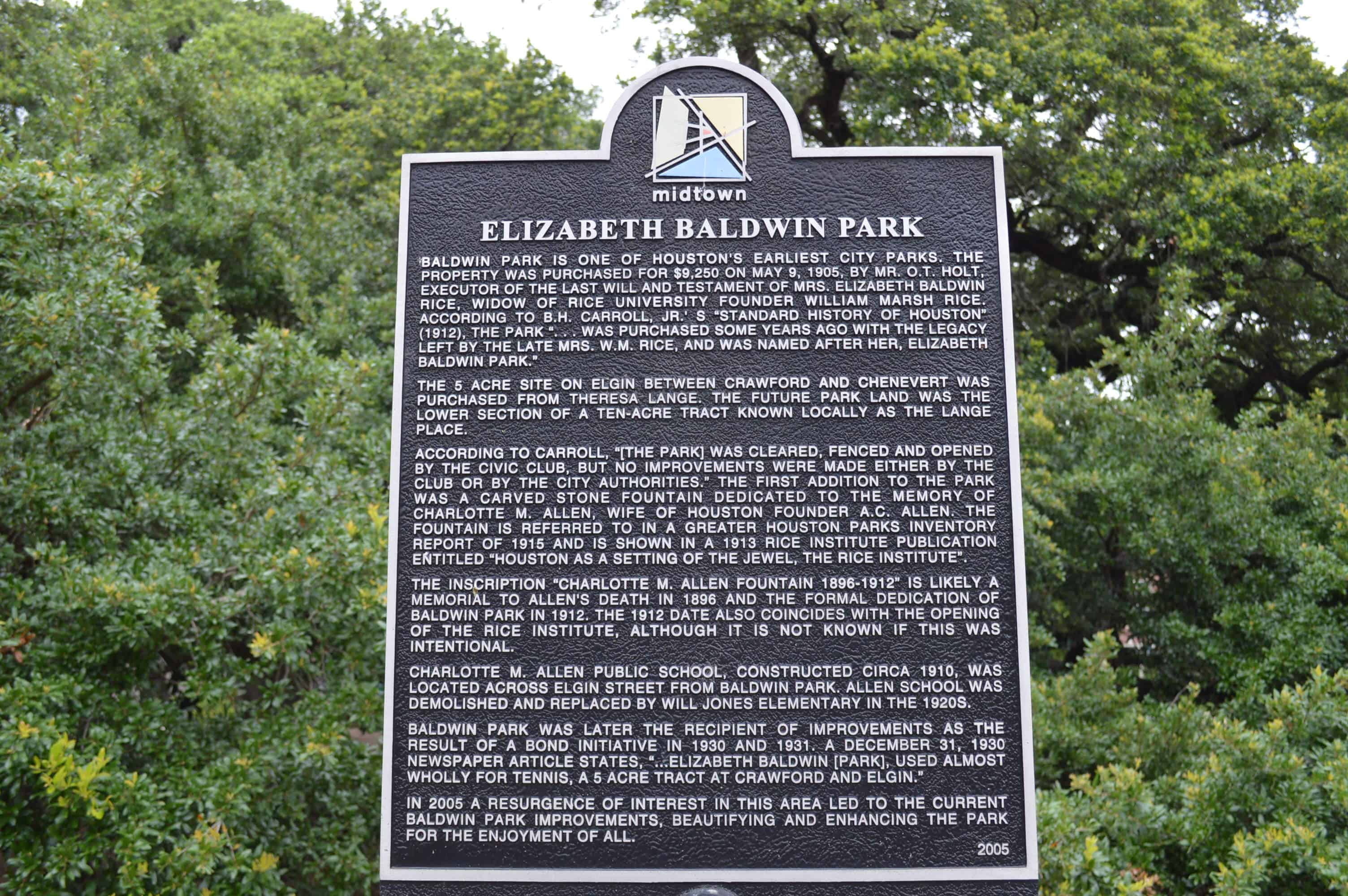 Baldwin Park Plaque