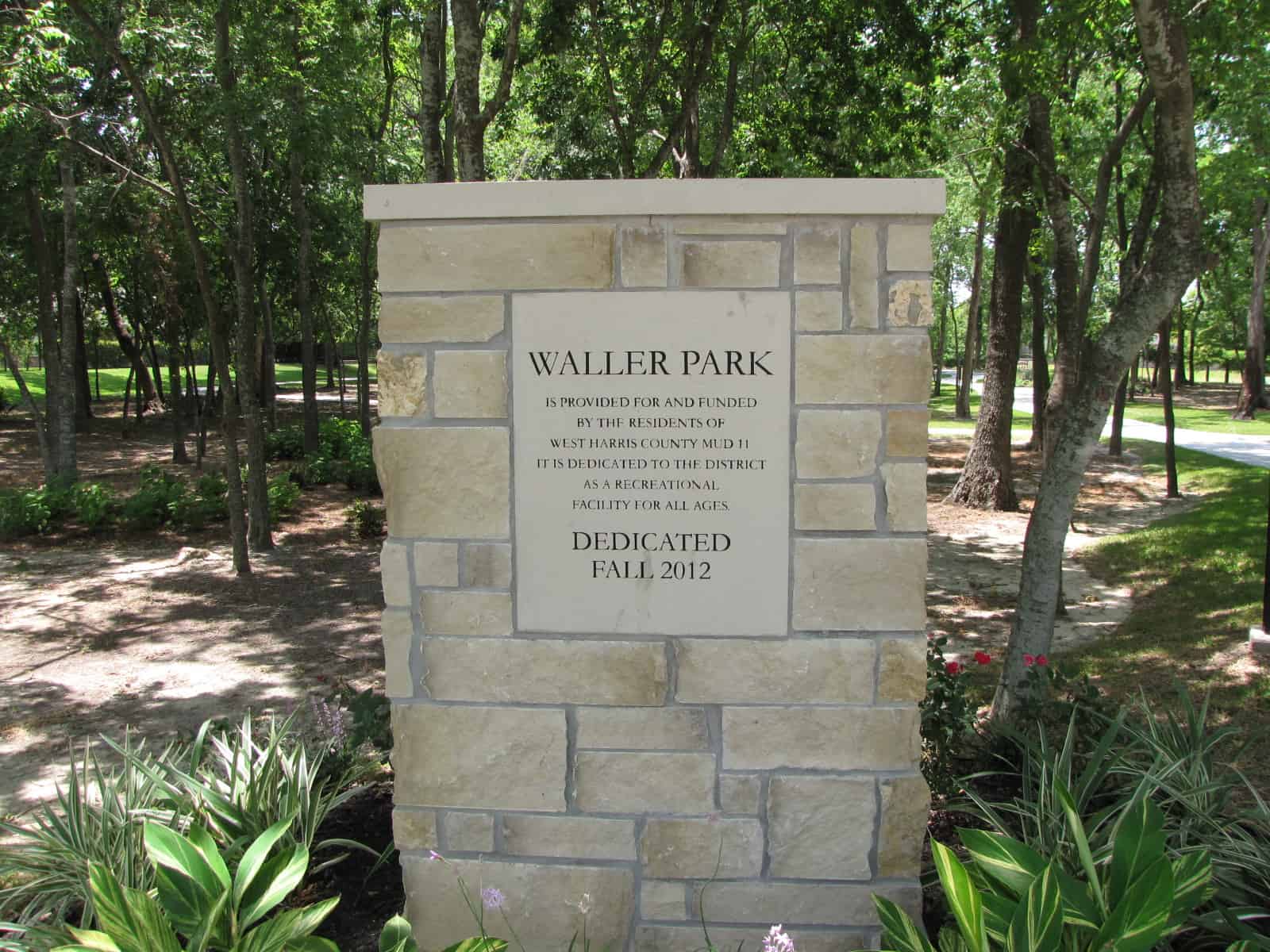 Dedication Monument at Waller Park