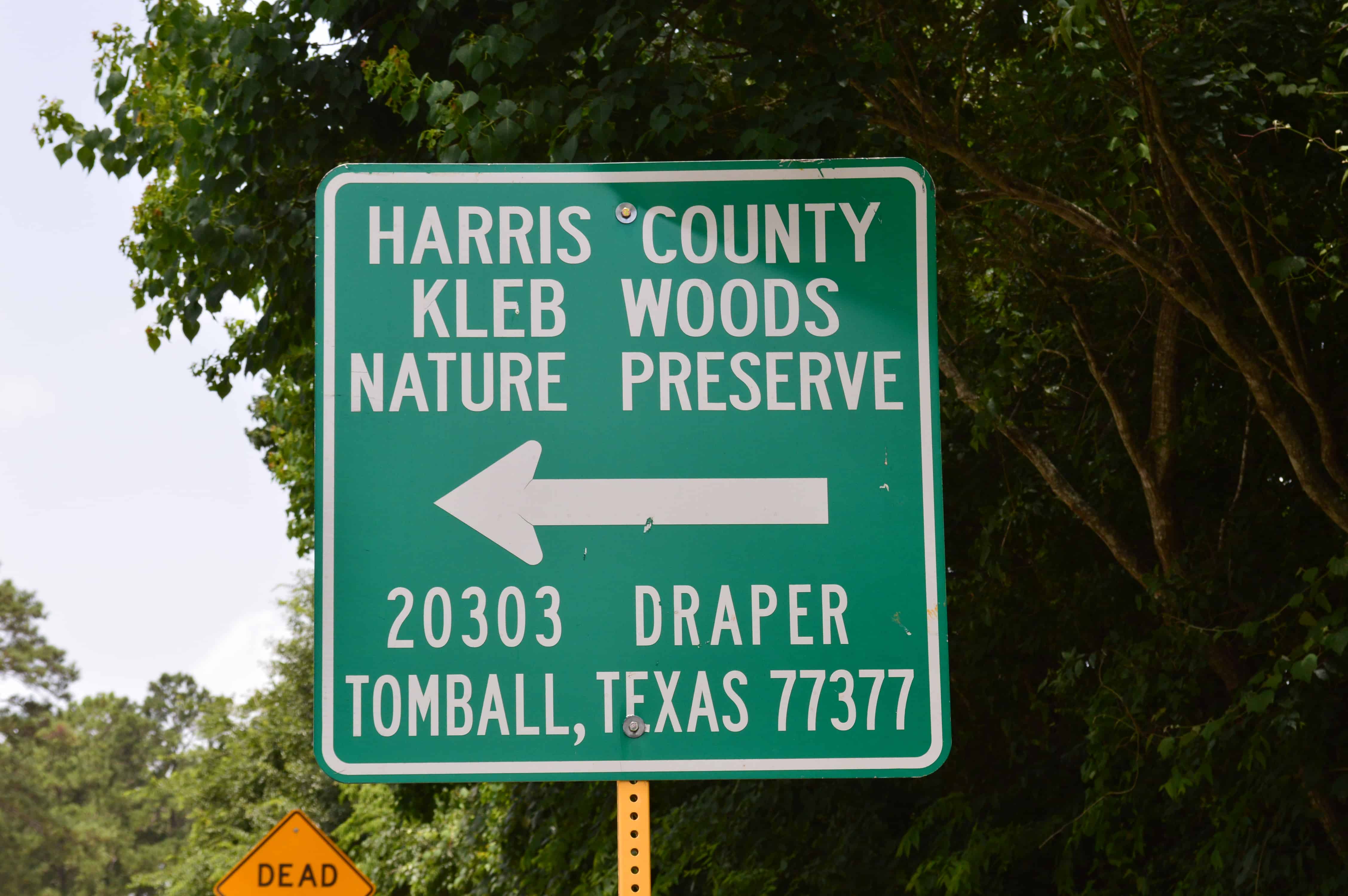 Kleb Woods Nature Center Address Sign