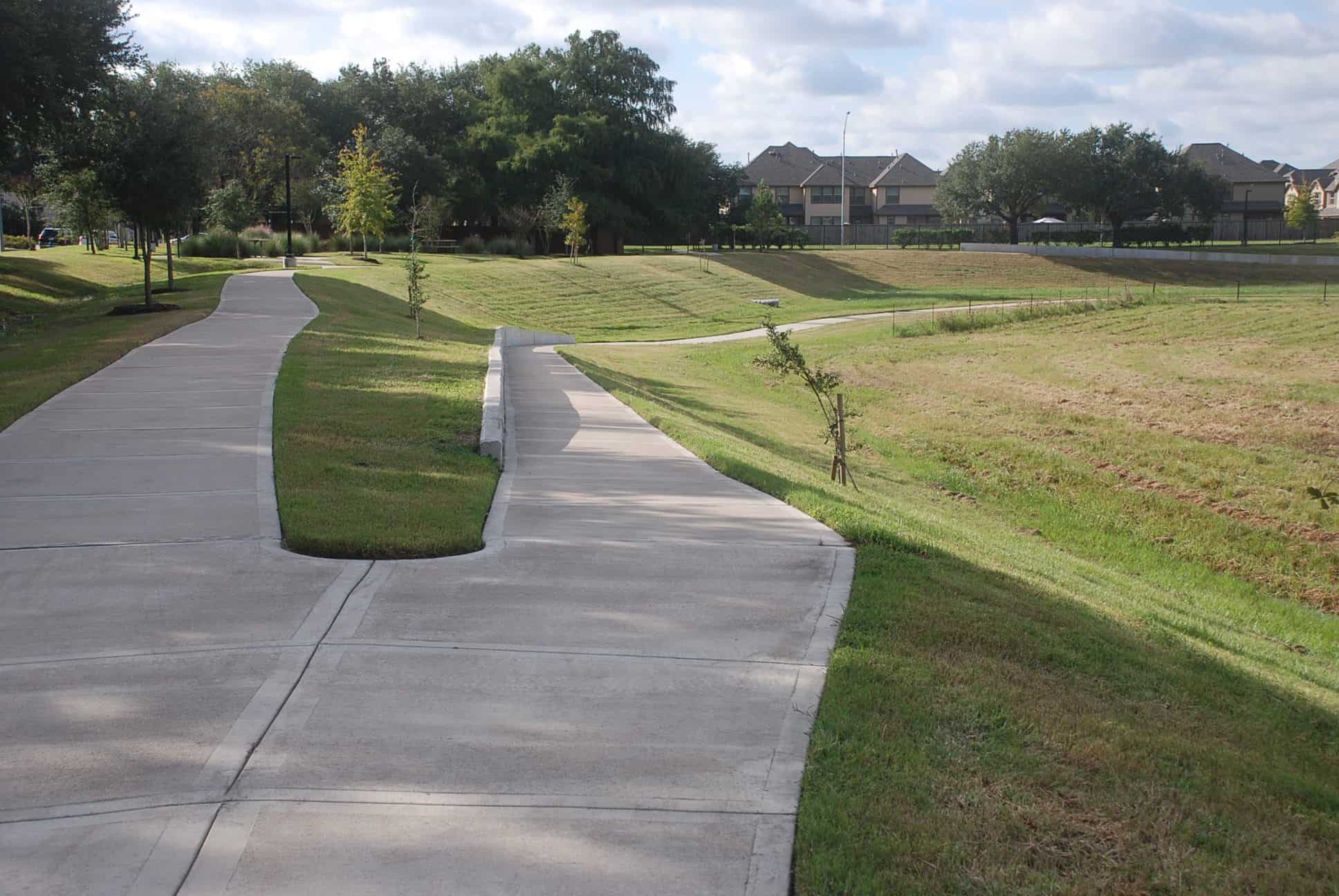 Charles W Austin Park split in paved trail
