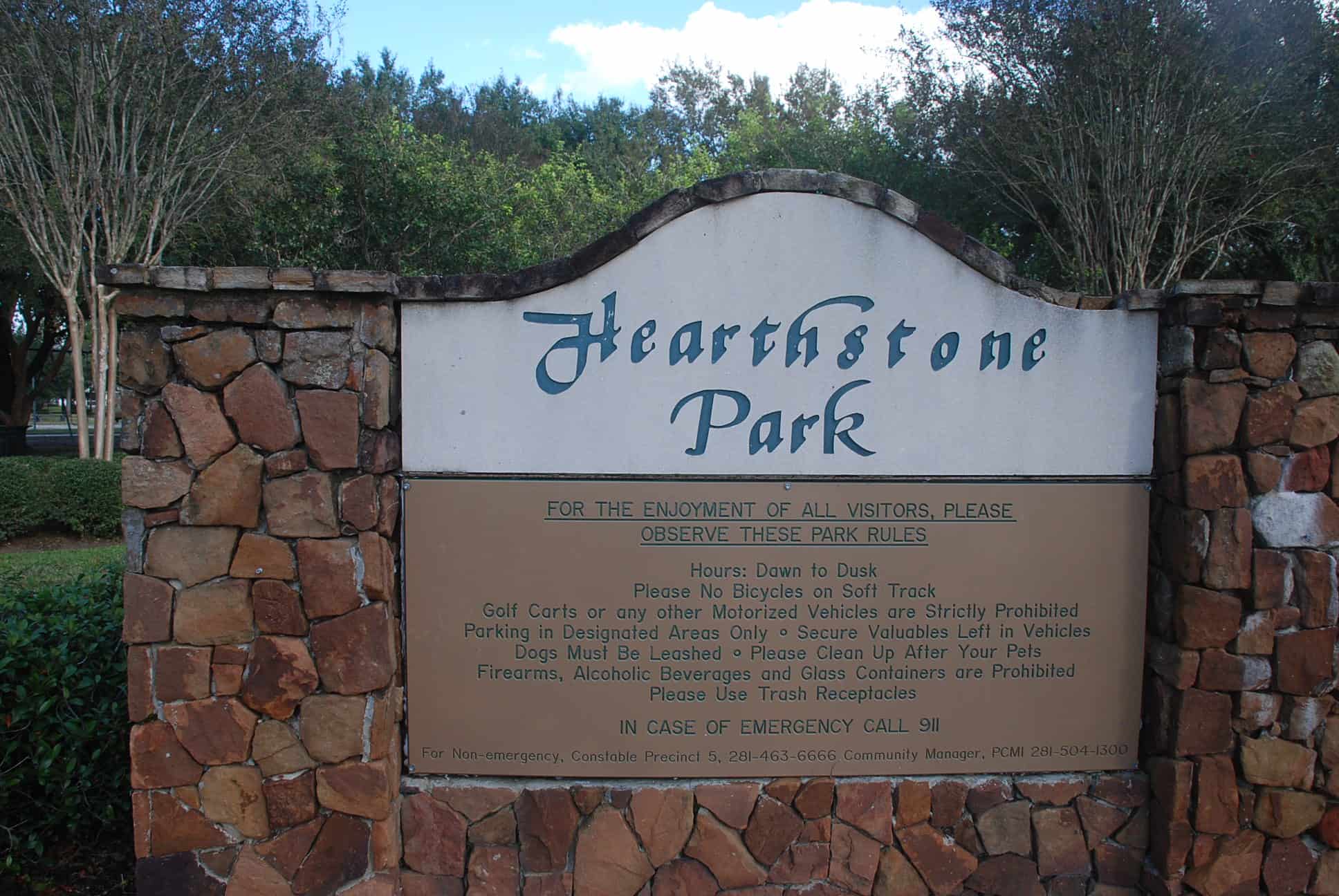 Hearthstone Park Sign