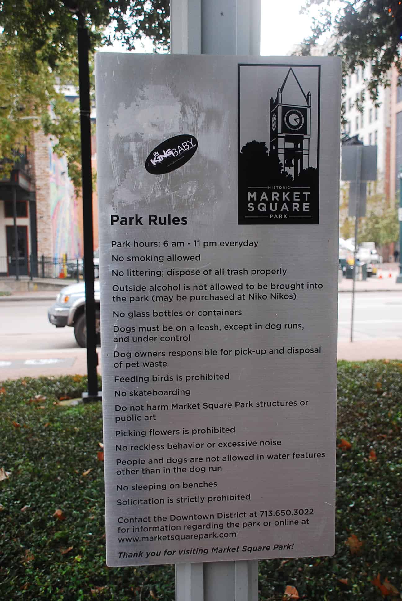 Market Square Park Rules