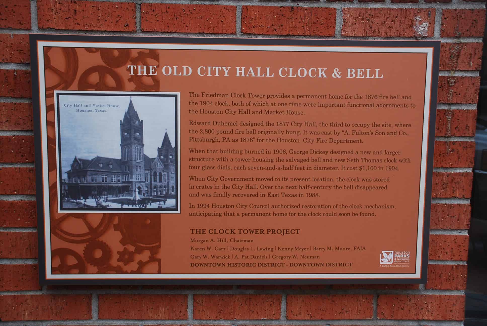 The Old City Hall Clock and Bell Plaque