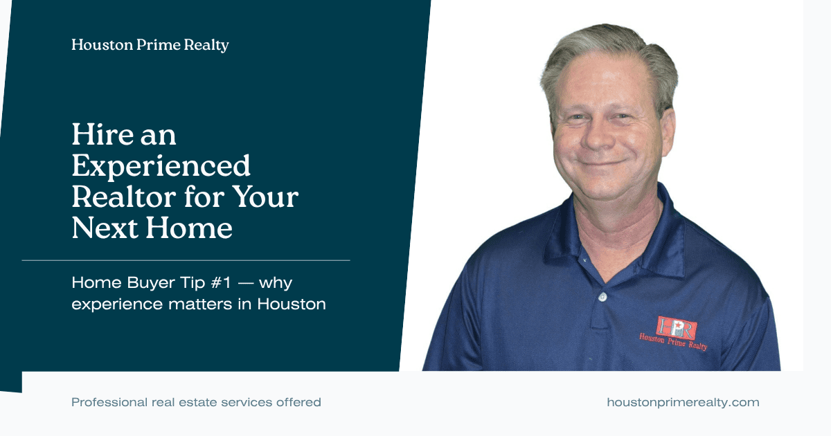 Home buyer tip #1 — hire an experienced Realtor; Houston broker Kevan Pewitt headshot