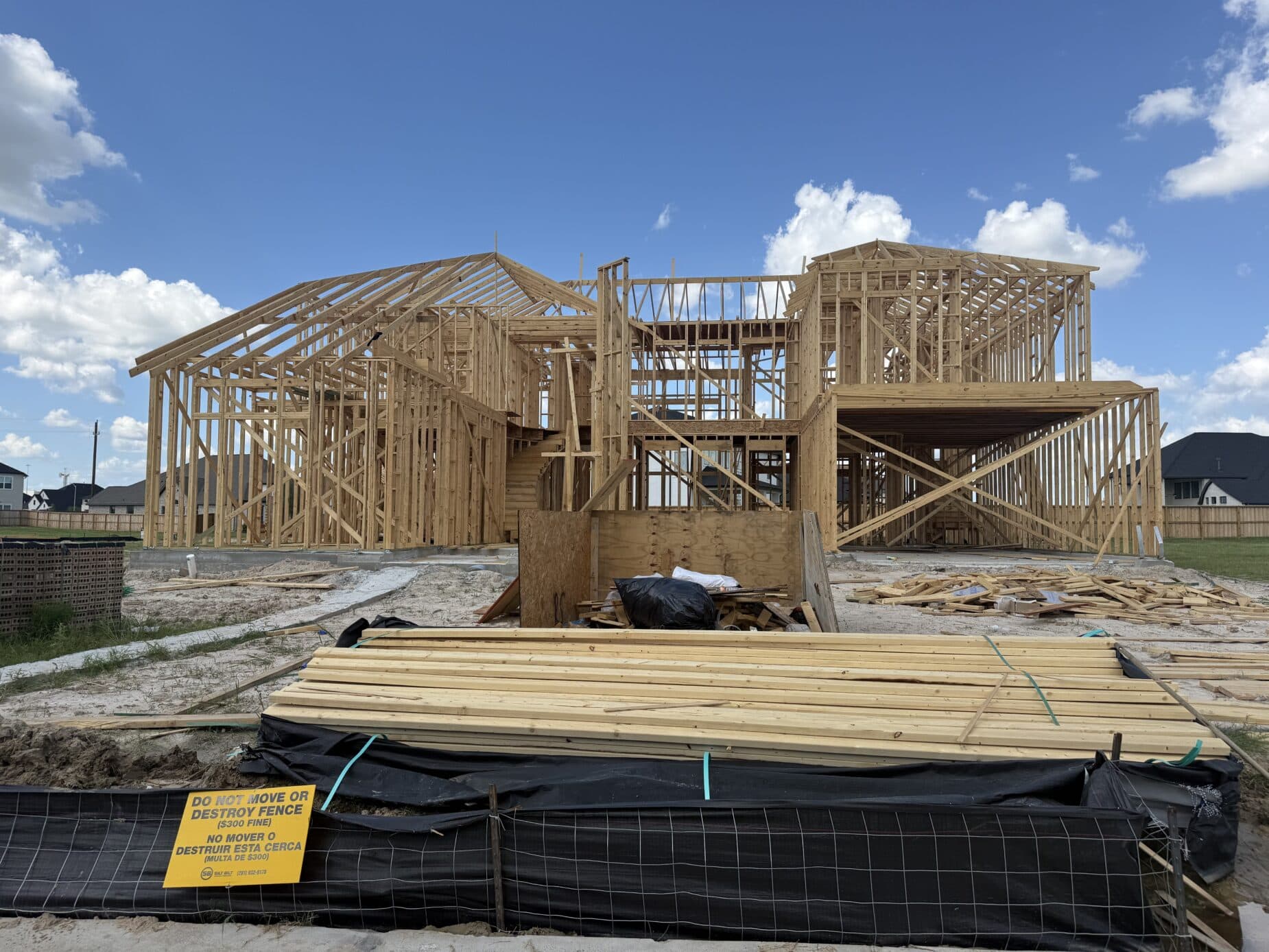 A Dunham Pointe home under construction at the framing stage — Cypress, TX 77433