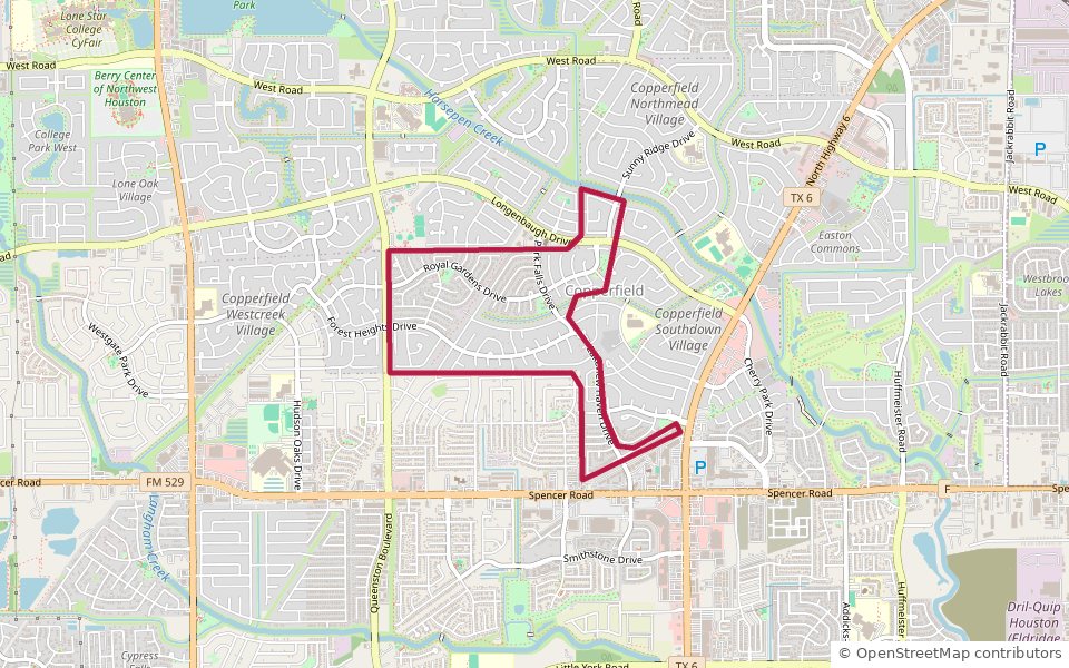 Copperfield Southcreek Village boundary map โ Houston 77095