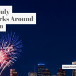 4th of July fireworks over the downtown Houston skyline