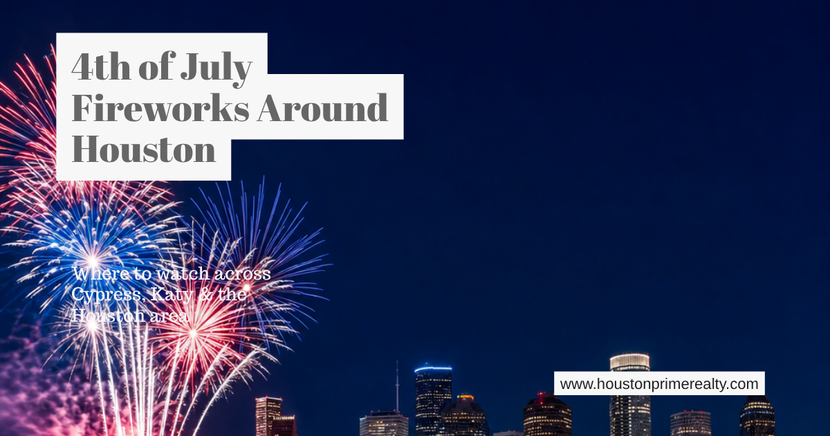 4th of July fireworks over the downtown Houston skyline