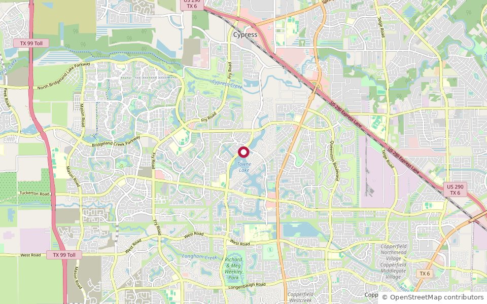 Towne Lake location map off US-290 east of the Grand Parkway in Cypress, TX 77433