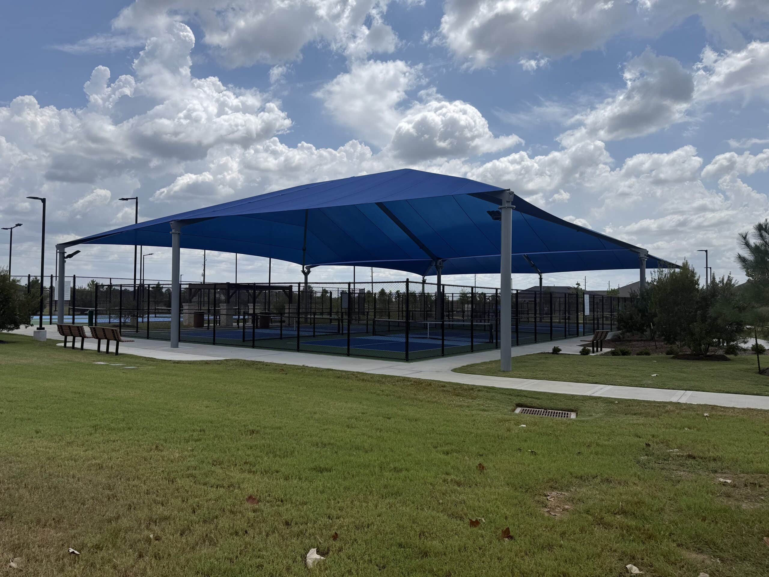 Covered pickleball courts at Cypress Green in Hockley, TX