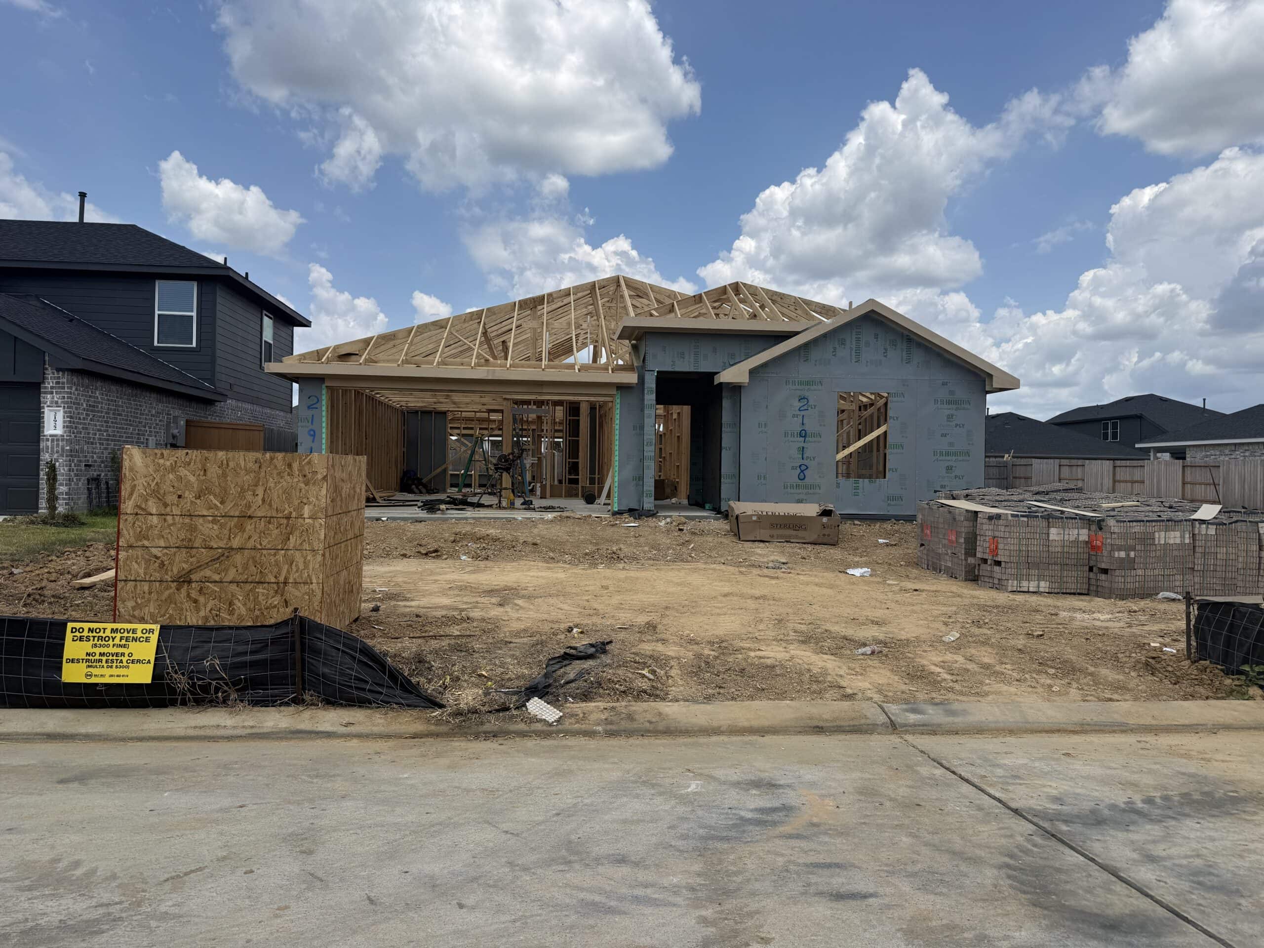 New home under construction in Cypress Green, Hockley, TX
