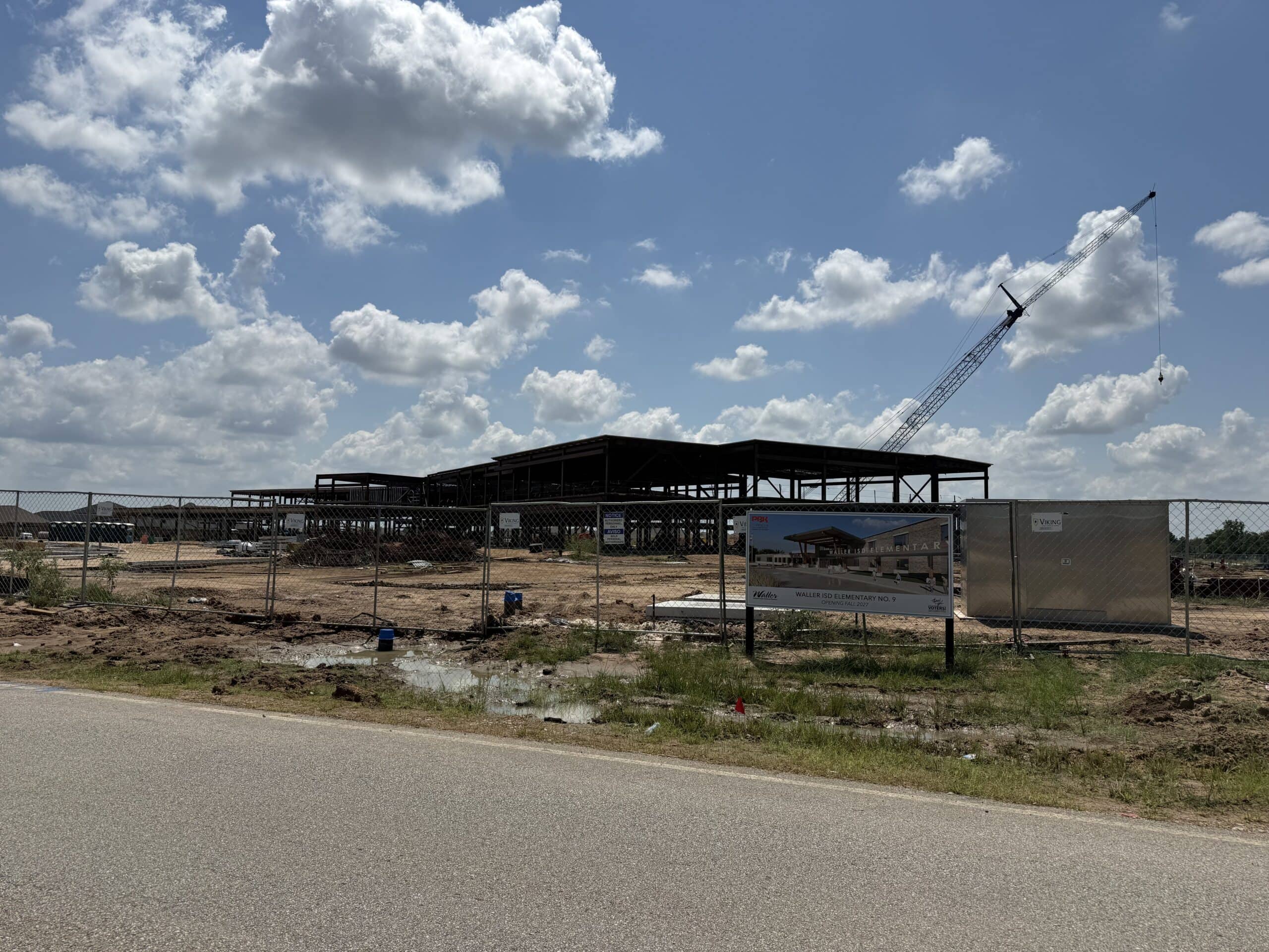 New Waller ISD elementary school under construction inside Cypress Green in Hockley, TX
