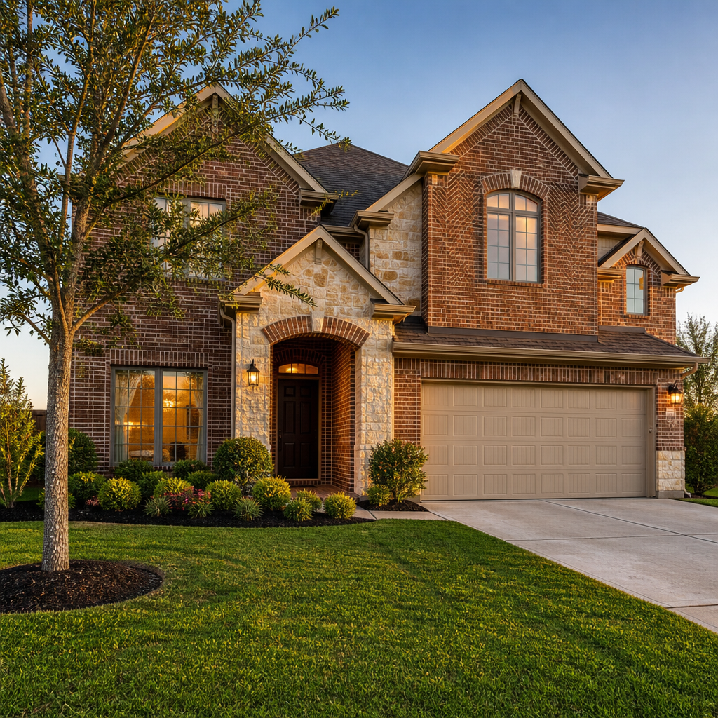 Well-kept Houston-area home exterior, the kind of property a seller weighs for sale by owner in Texas