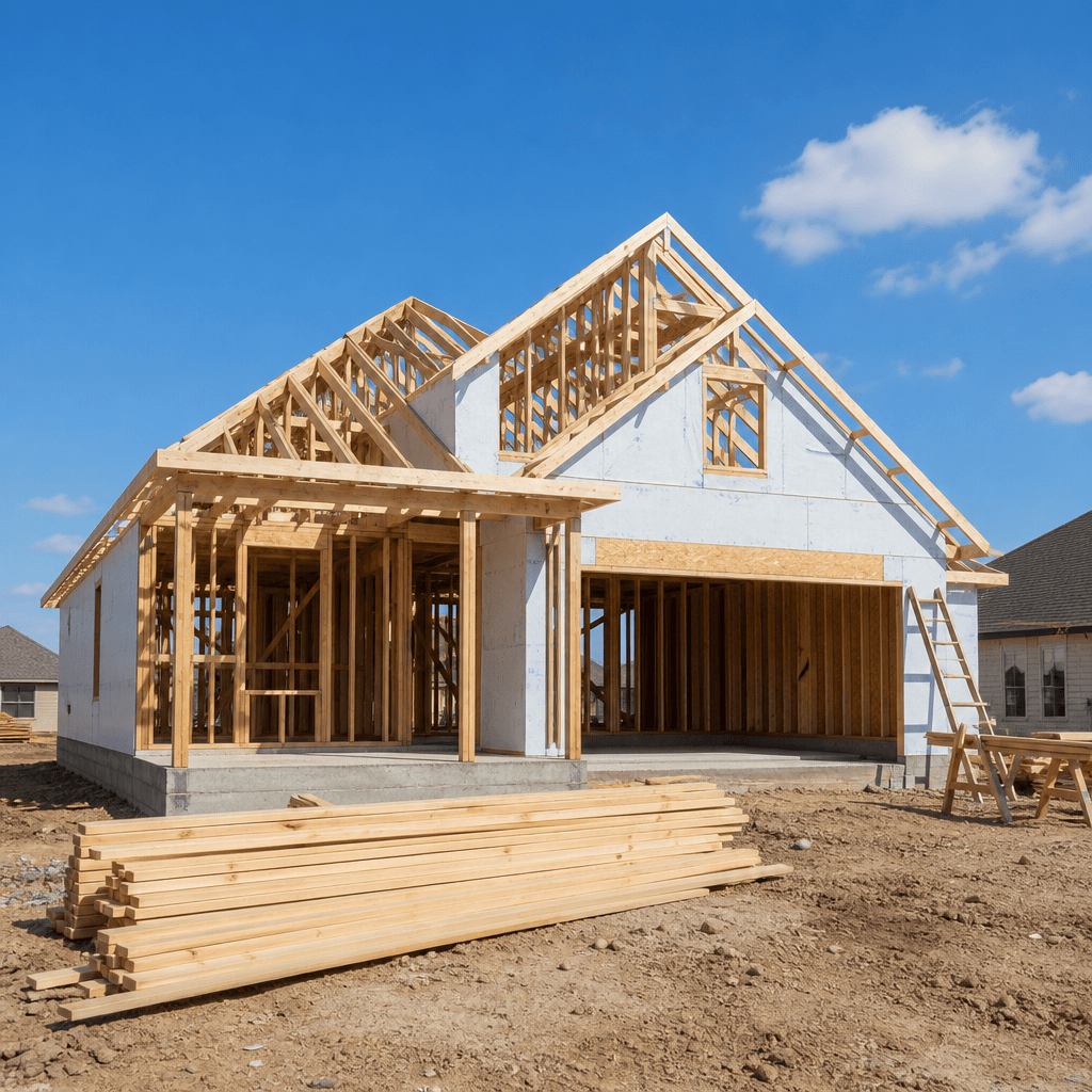 Houston-area home under construction illustrating new construction builder incentives