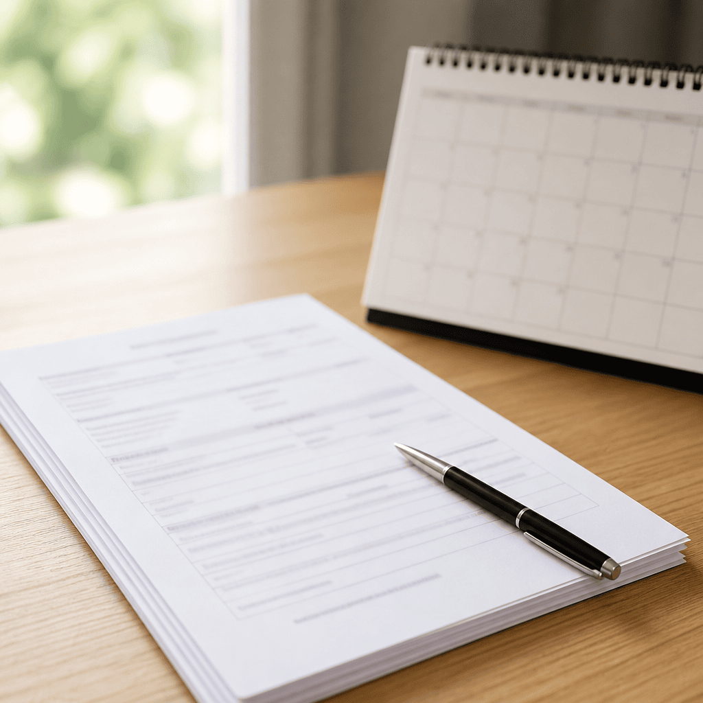 Seller's disclosure form and a calendar showing the buyer's seven-day right to terminate