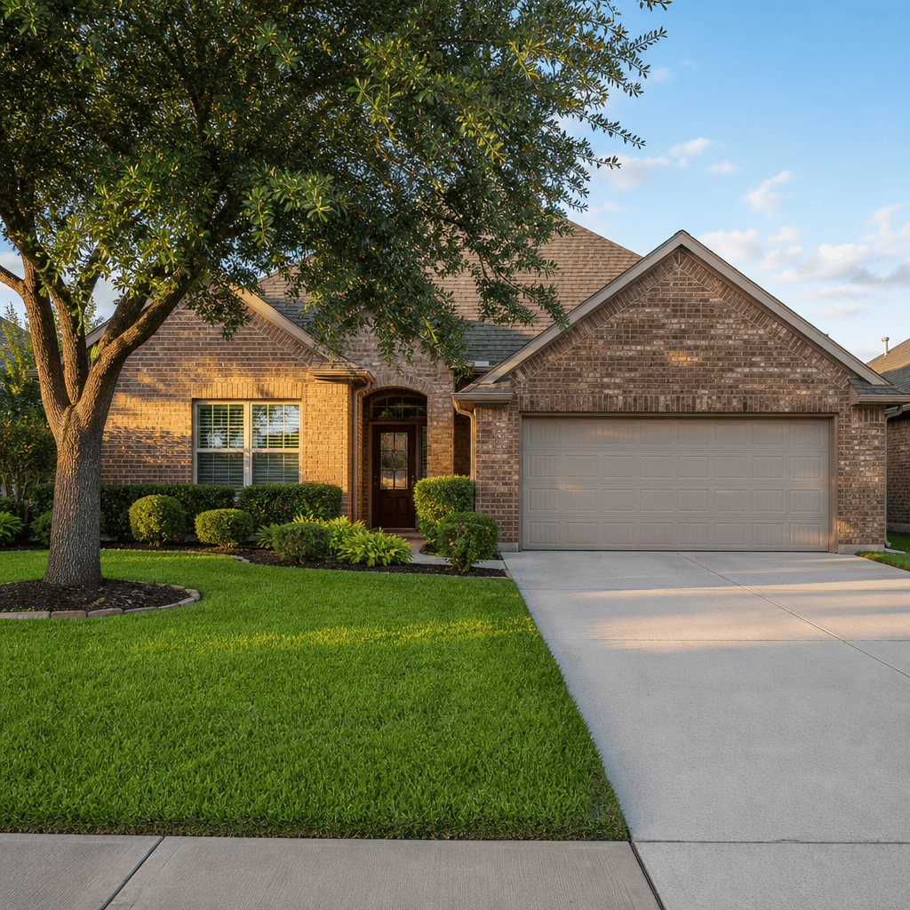 Suburban Cypress brick home whose owner may qualify for the Texas disabled veteran property tax exemption