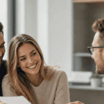 Mortgage pre-approval in Houston — a home buyer receiving a lender's pre-approval letter at a desk