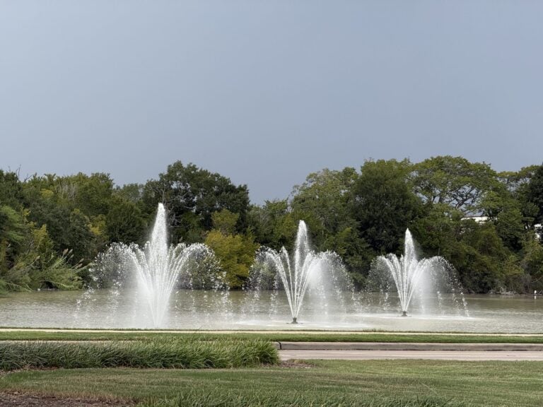 Fountains at the main entry to Cane Island, Katy TX 77493
